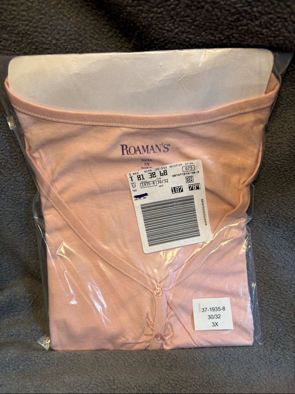 Roaman's Pink Short Sleeve Button-Front Top